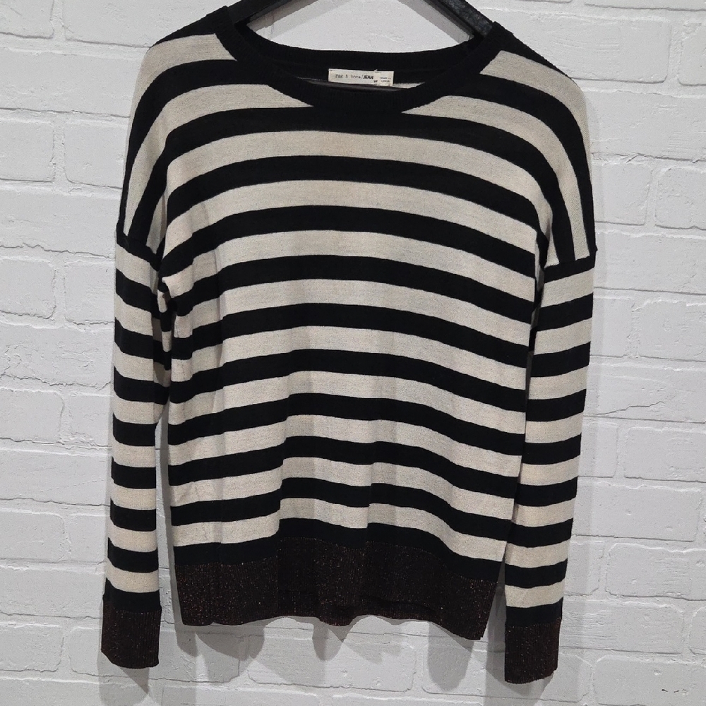 Rag & Bone Striped Sparkle Trim Sweater